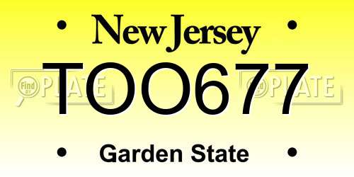 TOO677 New Jersey License Plate