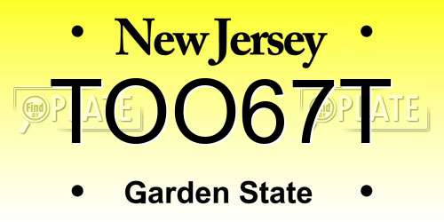 TOO67T New Jersey License Plate