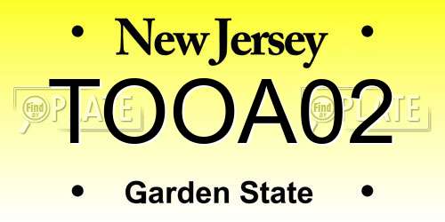 TOOA02 New Jersey License Plate