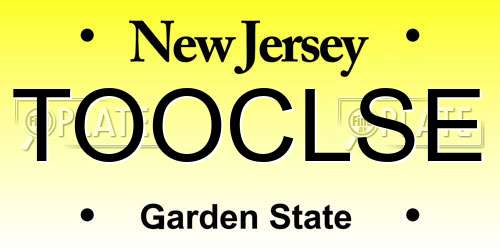 TOOCLSE New Jersey License Plate