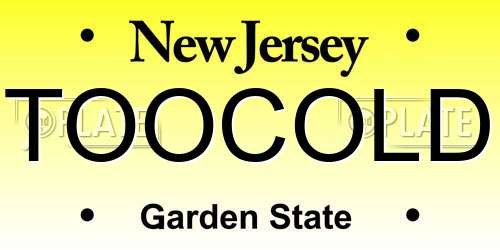 TOOCOLD New Jersey License Plate