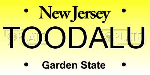 TOODALU New Jersey License Plate
