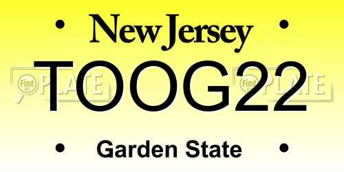 TOOG22 New Jersey License Plate