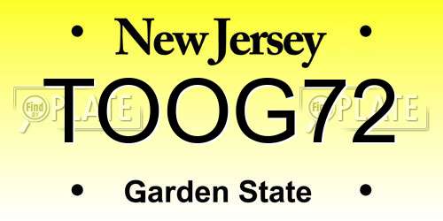 TOOG72 New Jersey License Plate