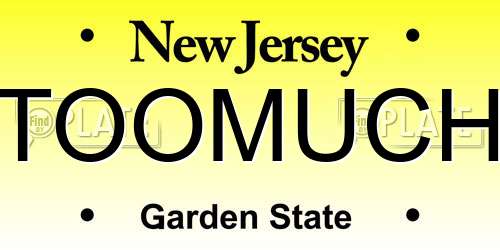TOOMUCH New Jersey License Plate