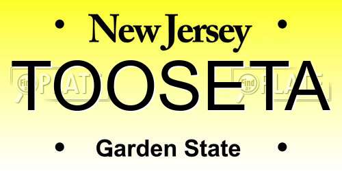 TOOSETA New Jersey License Plate