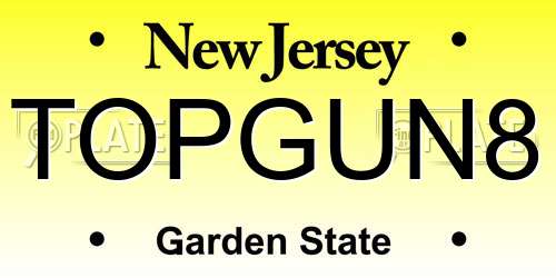 TOPGUN8 New Jersey License Plate
