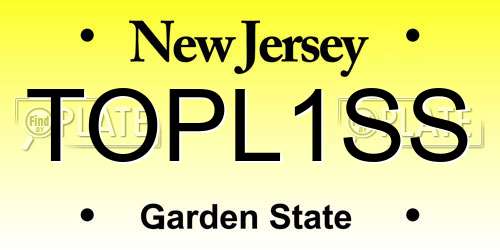 TOPL1SS New Jersey License Plate