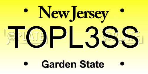 TOPL3SS New Jersey License Plate