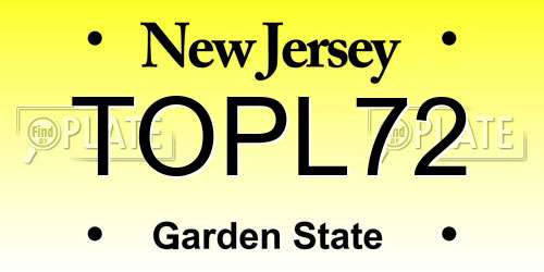 TOPL72 New Jersey License Plate