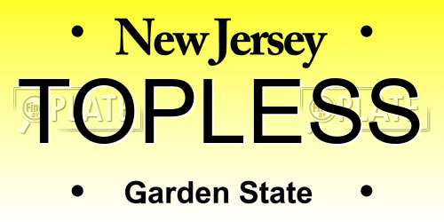 TOPLESS New Jersey License Plate
