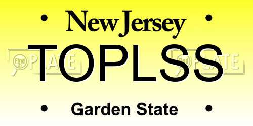 TOPLSS New Jersey License Plate