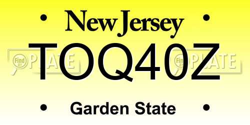 TOQ40Z New Jersey License Plate