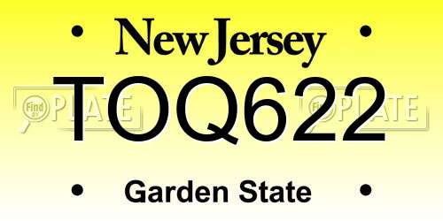 TOQ622 New Jersey License Plate