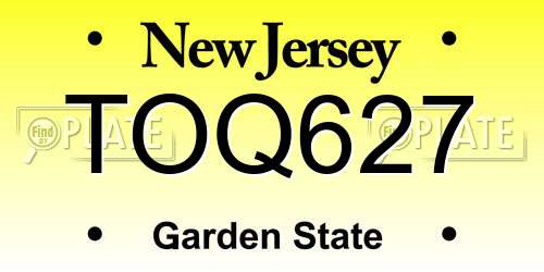 TOQ627 New Jersey License Plate