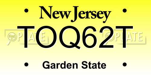 TOQ62T New Jersey License Plate