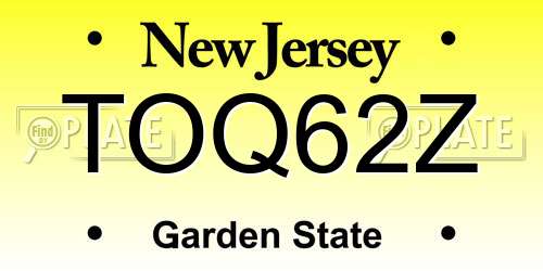 TOQ62Z New Jersey License Plate