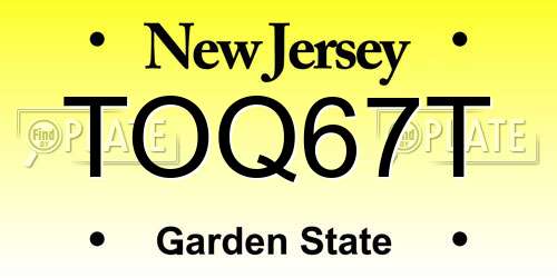 TOQ67T New Jersey License Plate