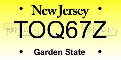 TOQ67Z New Jersey License Plate