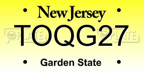 TOQG27 New Jersey License Plate