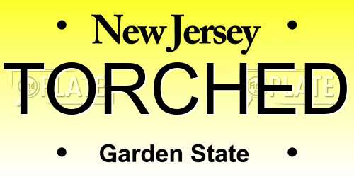 TORCHED New Jersey License Plate