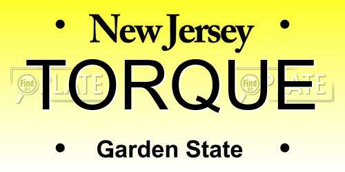 TORQUE New Jersey License Plate