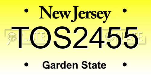 TOS2455 New Jersey License Plate