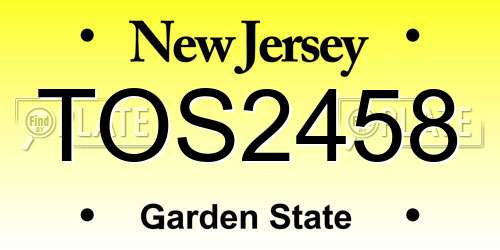 TOS2458 New Jersey License Plate