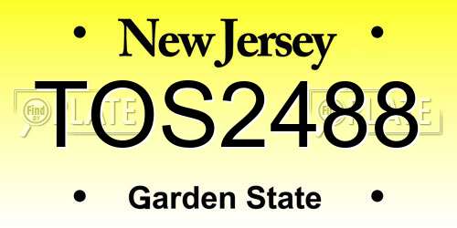 TOS2488 New Jersey License Plate