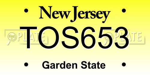 TOS653 New Jersey License Plate