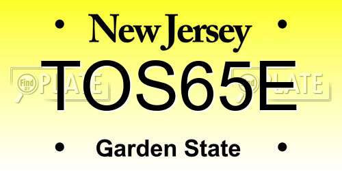 TOS65E New Jersey License Plate