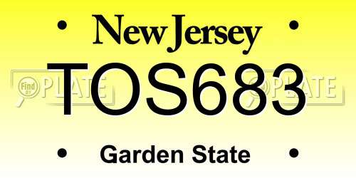 TOS683 New Jersey License Plate
