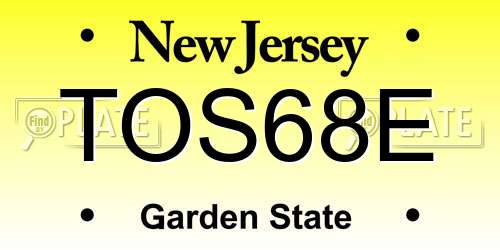TOS68E New Jersey License Plate