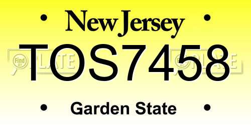 TOS7458 New Jersey License Plate