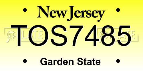 TOS7485 New Jersey License Plate