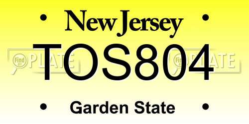 TOS804 New Jersey License Plate