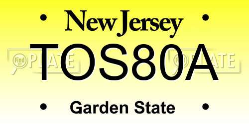 TOS80A New Jersey License Plate