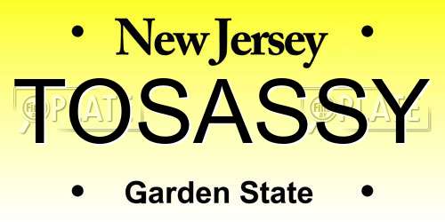 TOSASSY New Jersey License Plate