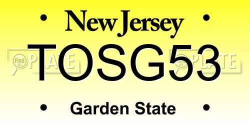 TOSG53 New Jersey License Plate