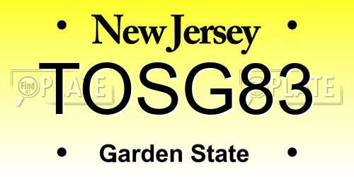 TOSG83 New Jersey License Plate