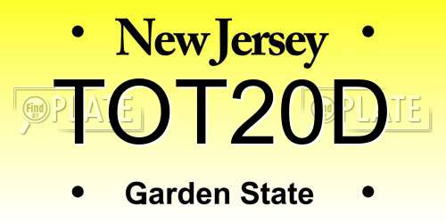 TOT20D New Jersey License Plate