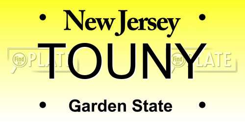 TOUNY New Jersey License Plate