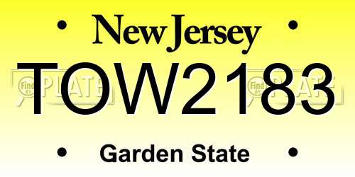 TOW2183 New Jersey License Plate
