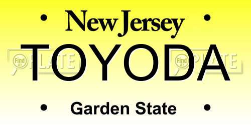 TOYODA New Jersey License Plate