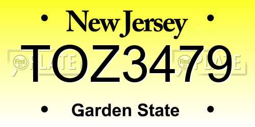 TOZ3479 New Jersey License Plate