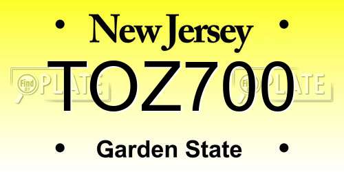 TOZ700 New Jersey License Plate
