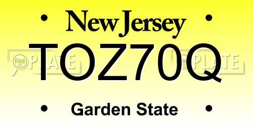 TOZ70Q New Jersey License Plate