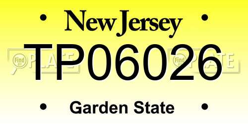 TP06026 New Jersey License Plate