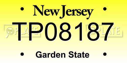TP08187 New Jersey License Plate