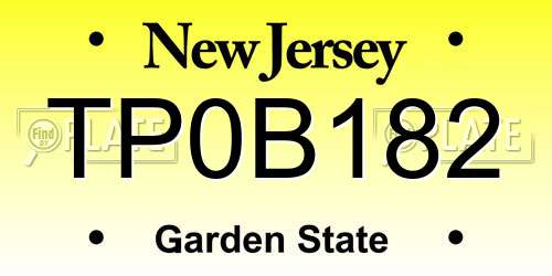 TP0B182 New Jersey License Plate